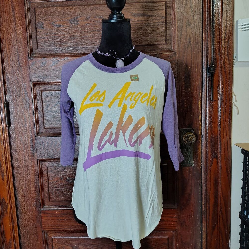 Vintage Inspired Los Angeles Lakers Baseball Style Women's Shirt Size Small/T748